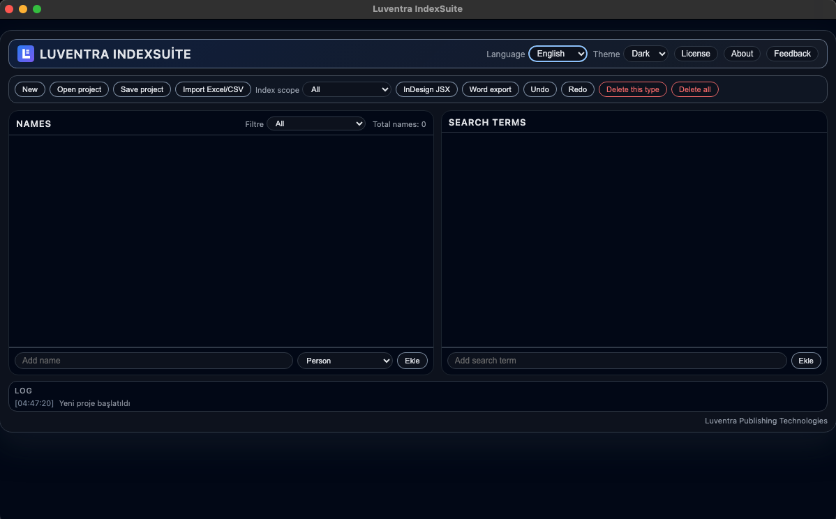 IndexSuite application screenshot